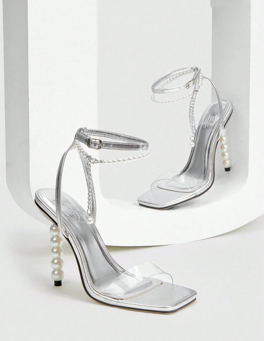 CUCCOO Heels with Faux Pearl Decoration