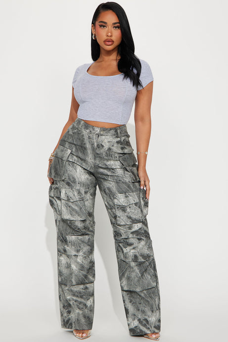 Fashion Nova Walk my way Grey Basic Top