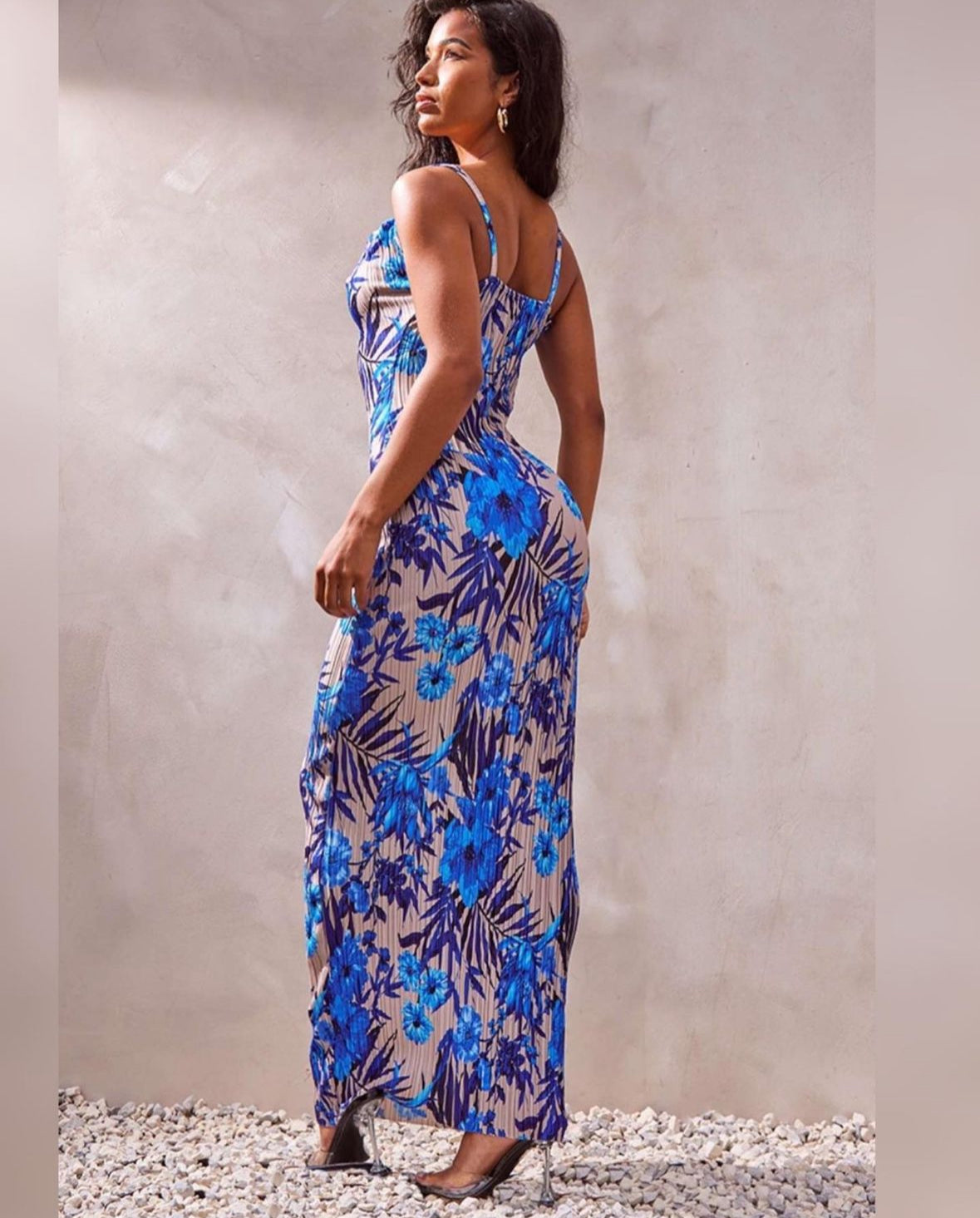 Summer Printed Pleated Maxi Dress