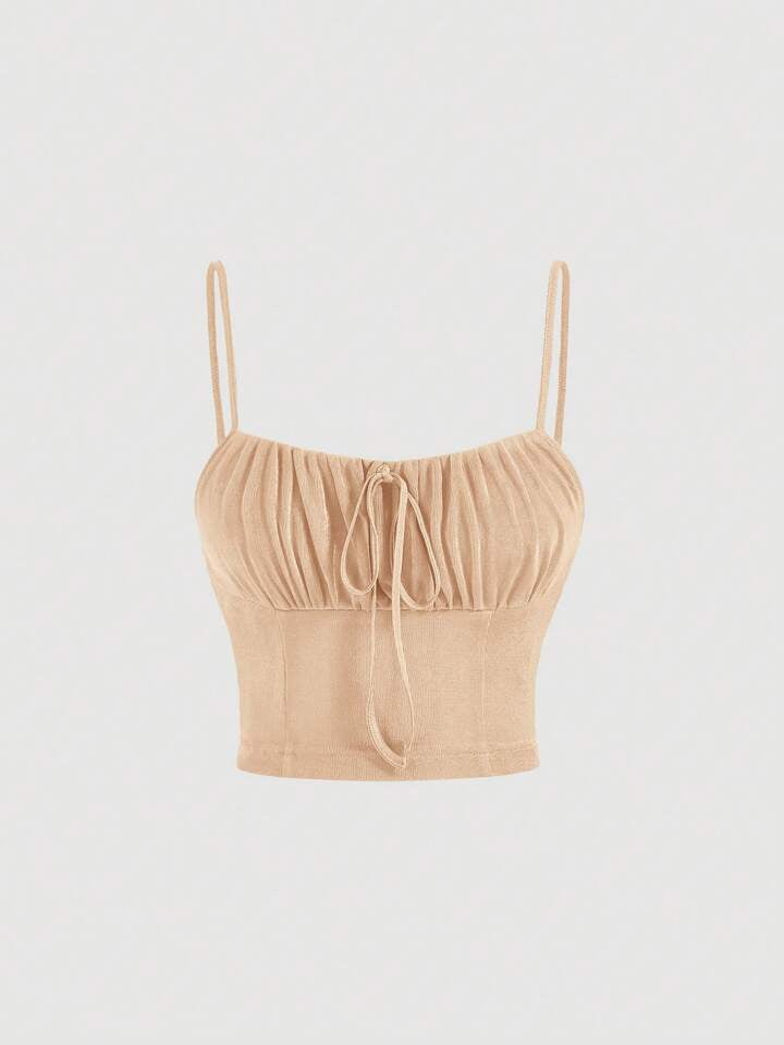 Tie Front Ruched Bust Cami Top