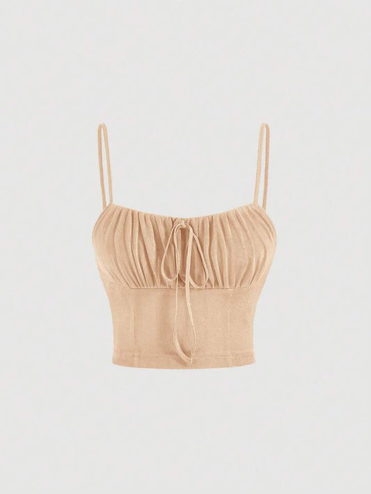Tie Front Ruched Bust Cami Top