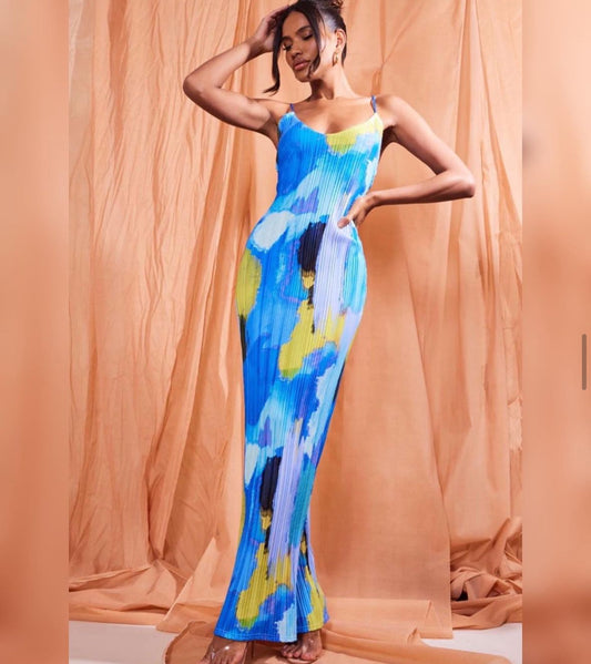Tie & Dye Blue Bodycon Dress