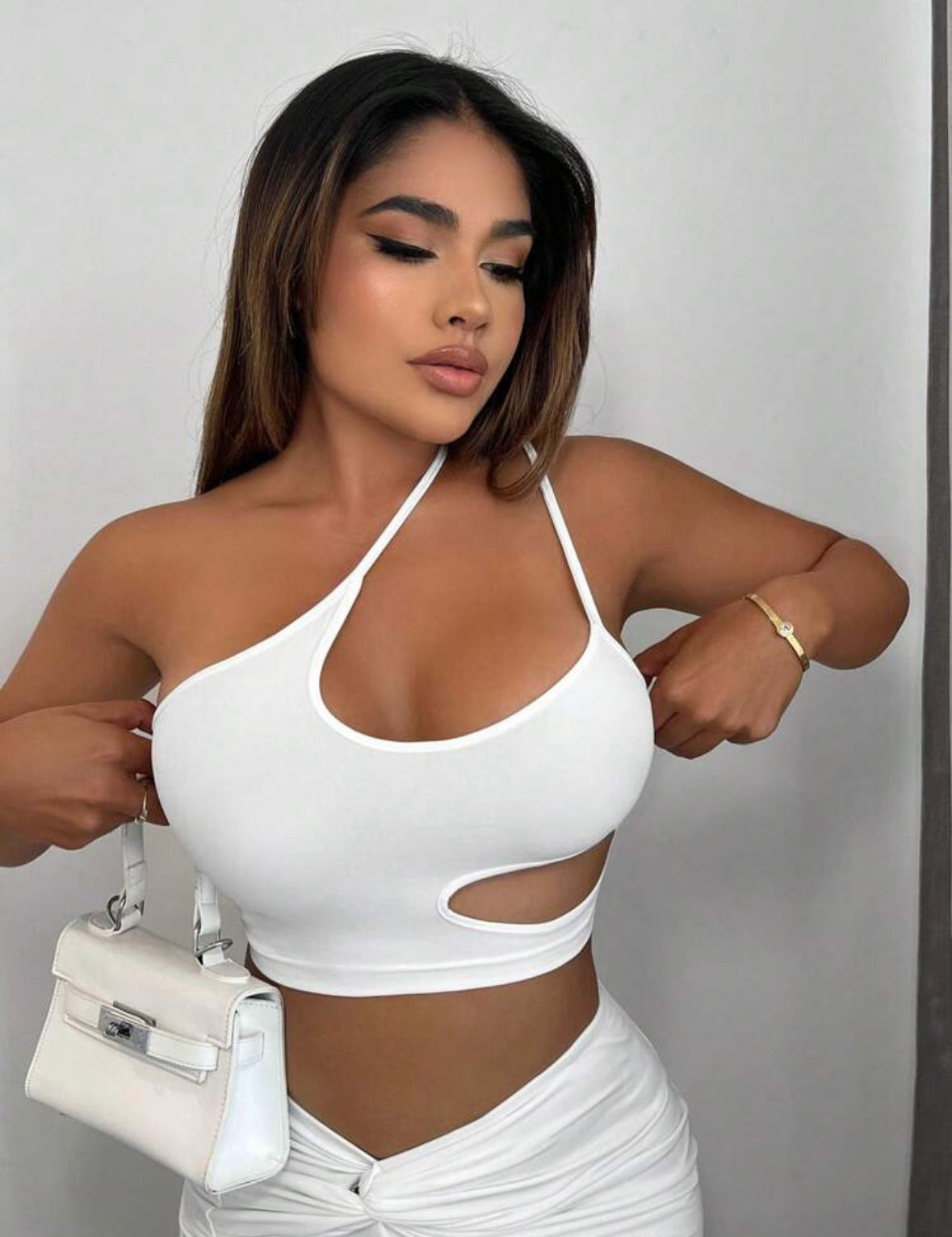 Space white cropped top