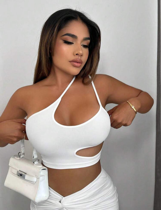 Space white cropped top