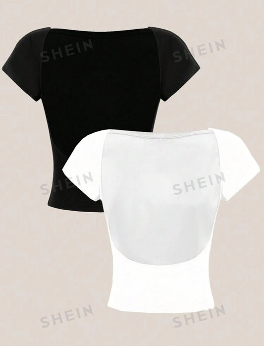 Short Sleeve Backless Top