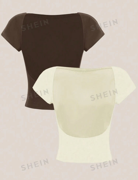 SHEIN Short Sleeve Backless Top