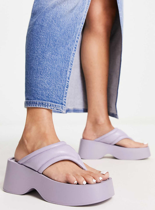 London Rebel Platform Toe Thong Sandals in lilac